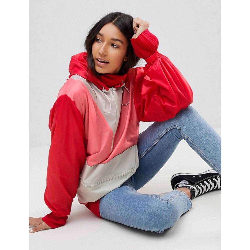 ASOS Colorblock Rain Pullover Jacket